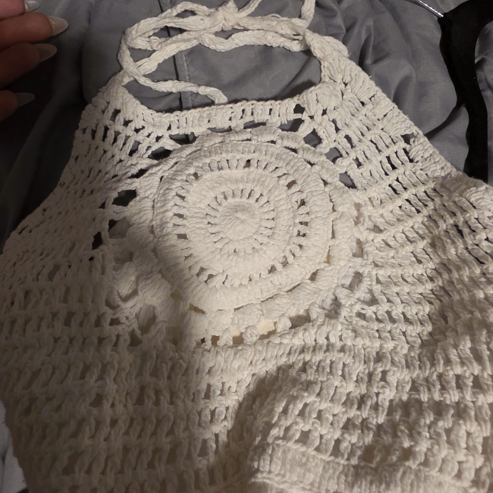 Chic White Crochet Halter Top